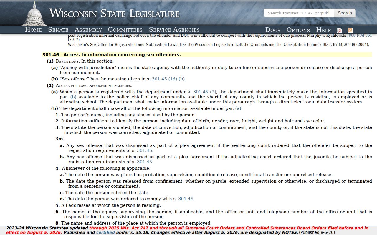 Lincoln County sex offender registry public access law