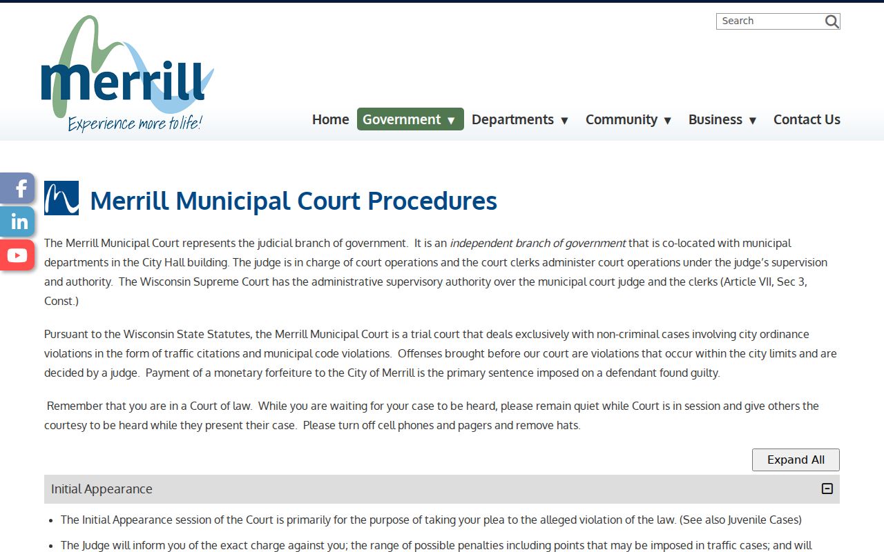 Merrill municipal court procedures for city record access