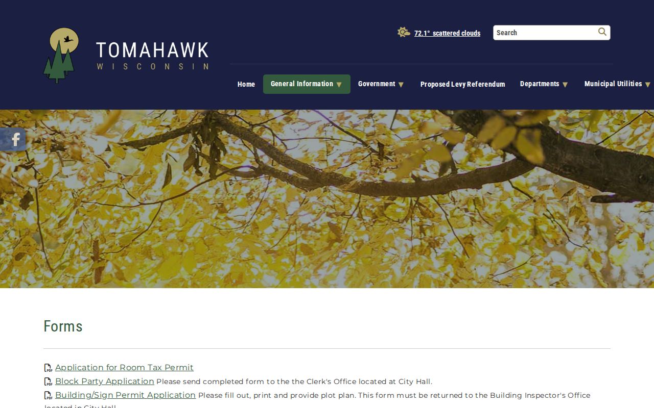 Tomahawk city forms index used to check police record request options