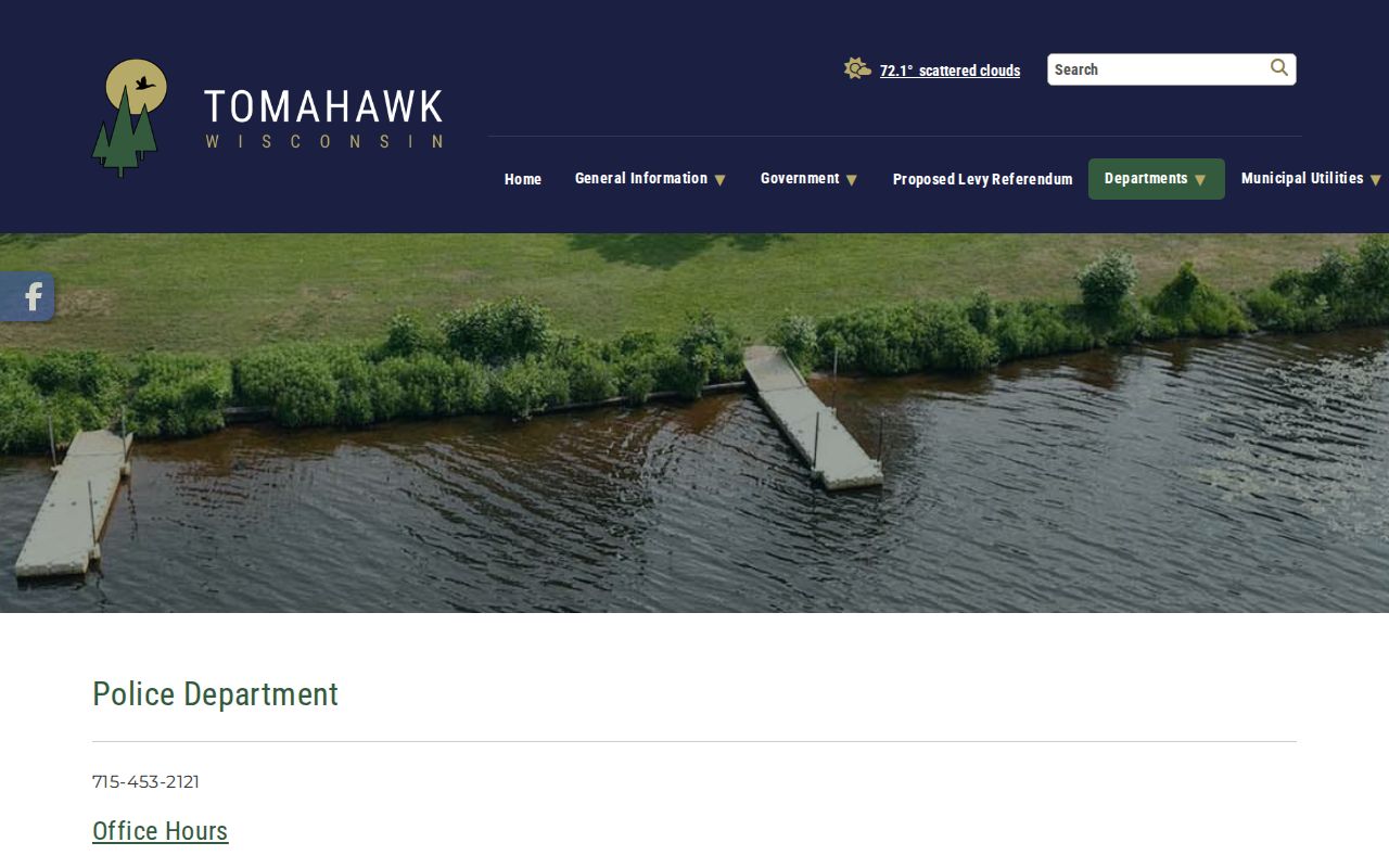 Tomahawk Police Department page for city criminal records